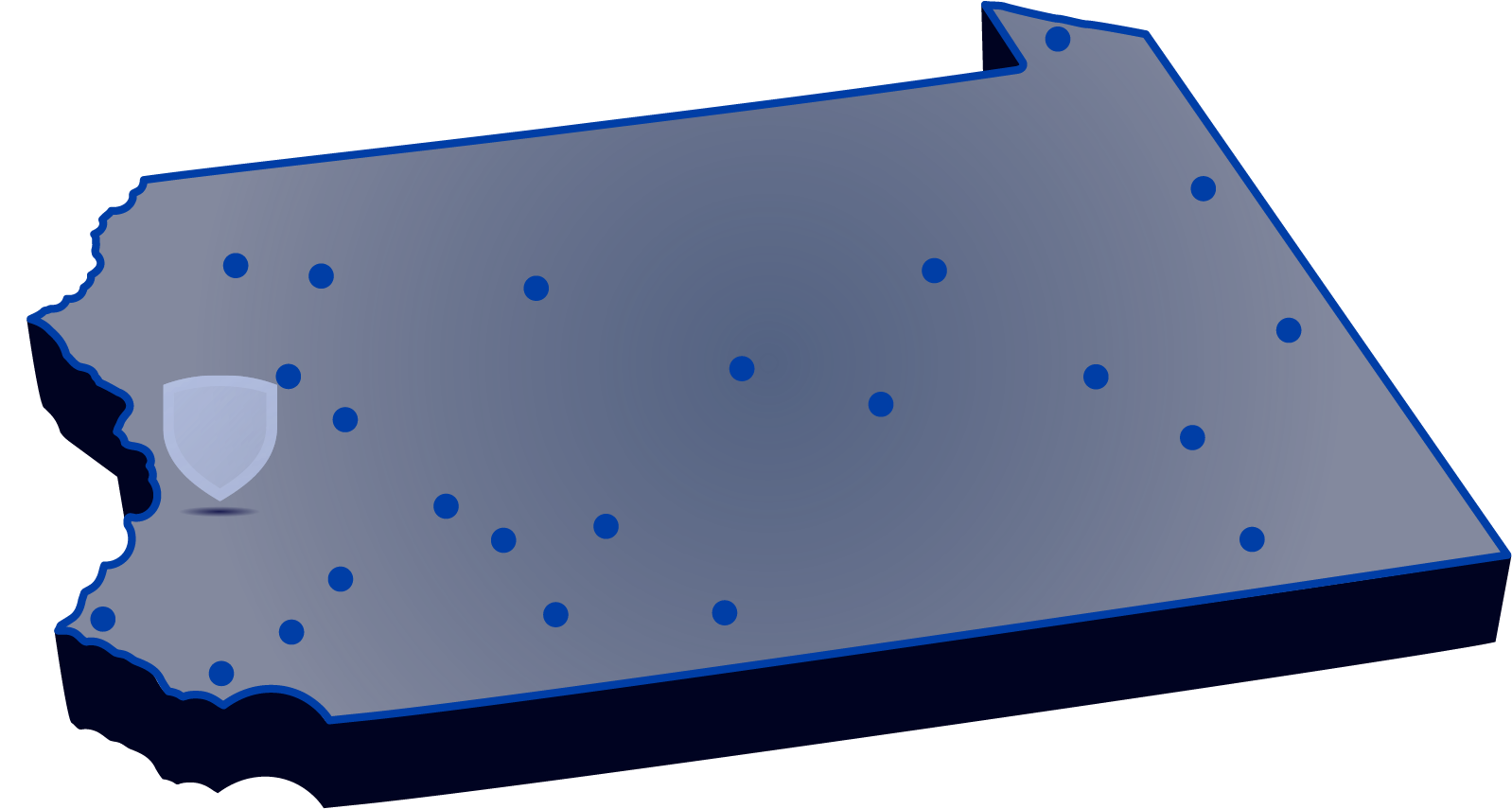 Locations of Penn State's campuses throughout 宾西法尼亚 with 十大网赌靠谱网址平台 highlighted